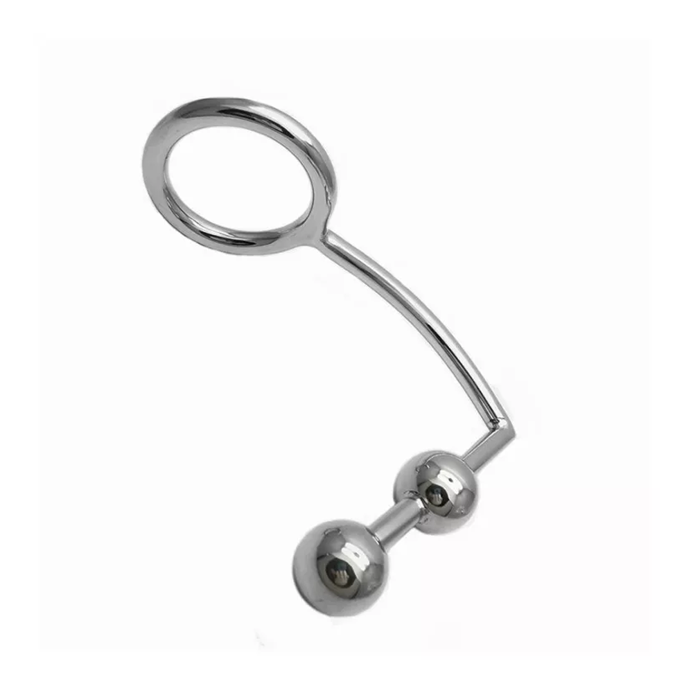Metal Cock Ring with Anal Plug