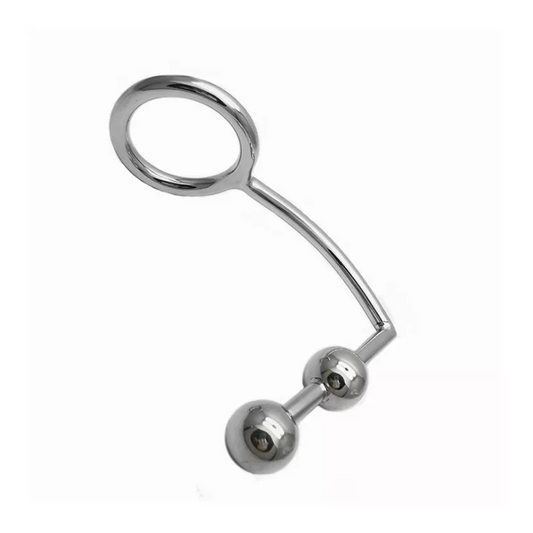 Metal Cock Ring with Anal Plug