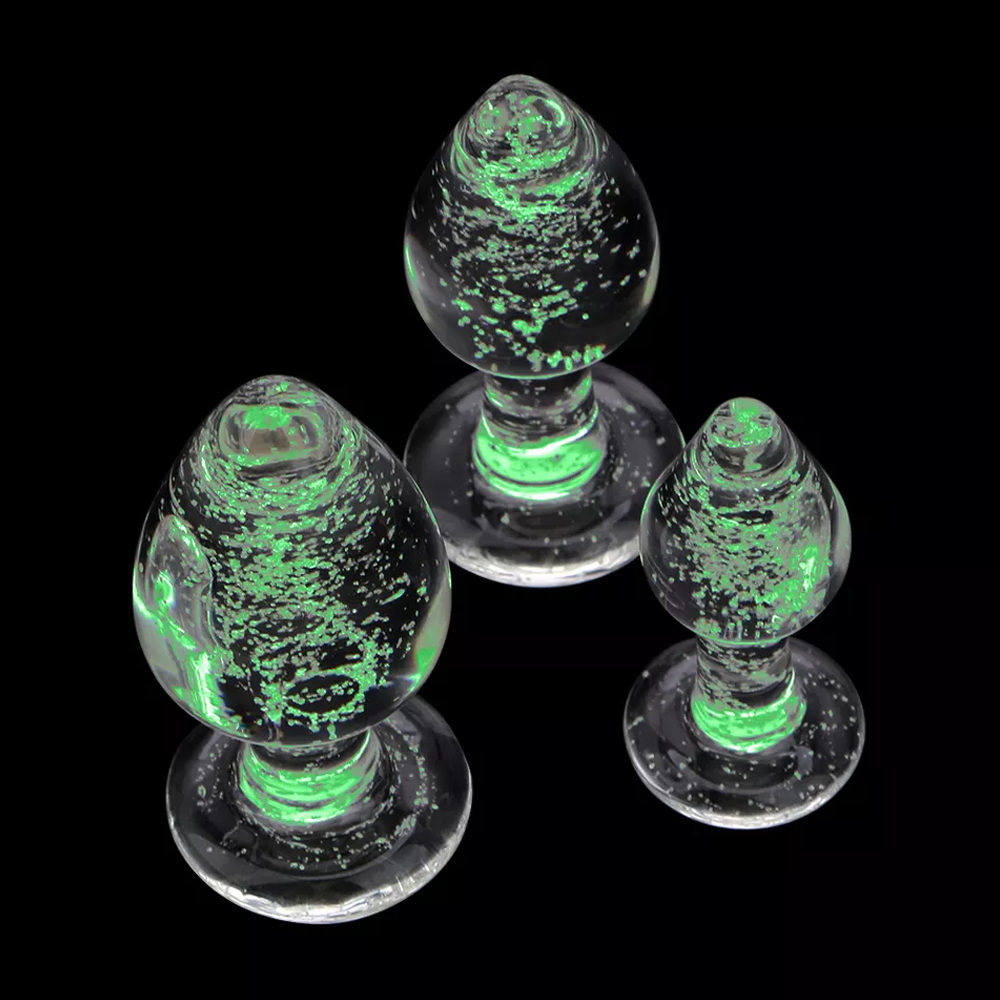 Glowing Glass Butt Plug Set