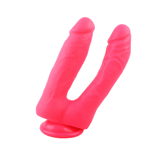Double Penetration Silicone Dildo - Hot Pink