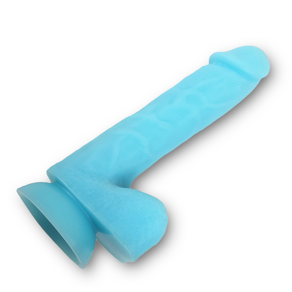Glow in the Dark Silicone Dildo - Light Blue