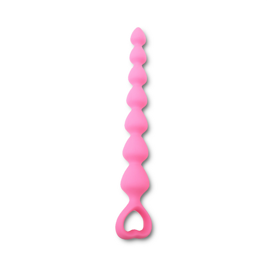 Heart Handle Anal Beads - Pink