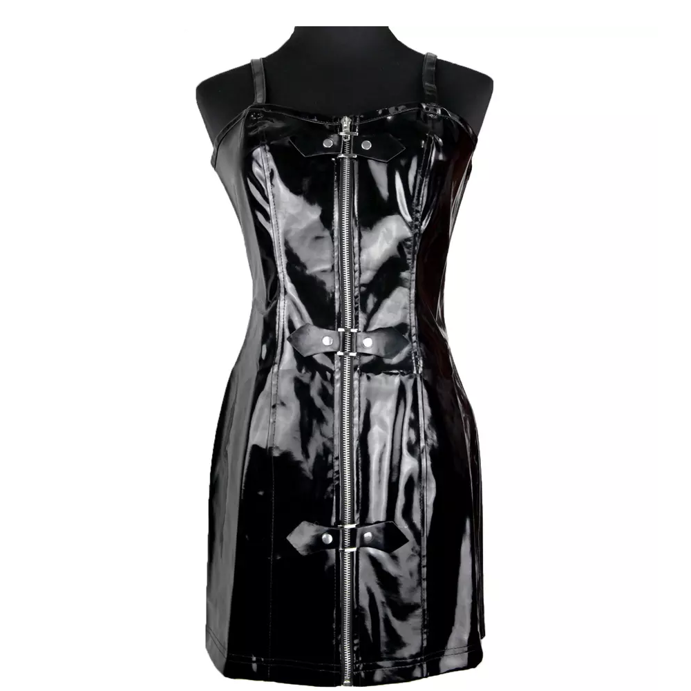 Wet Look Zipper Dress