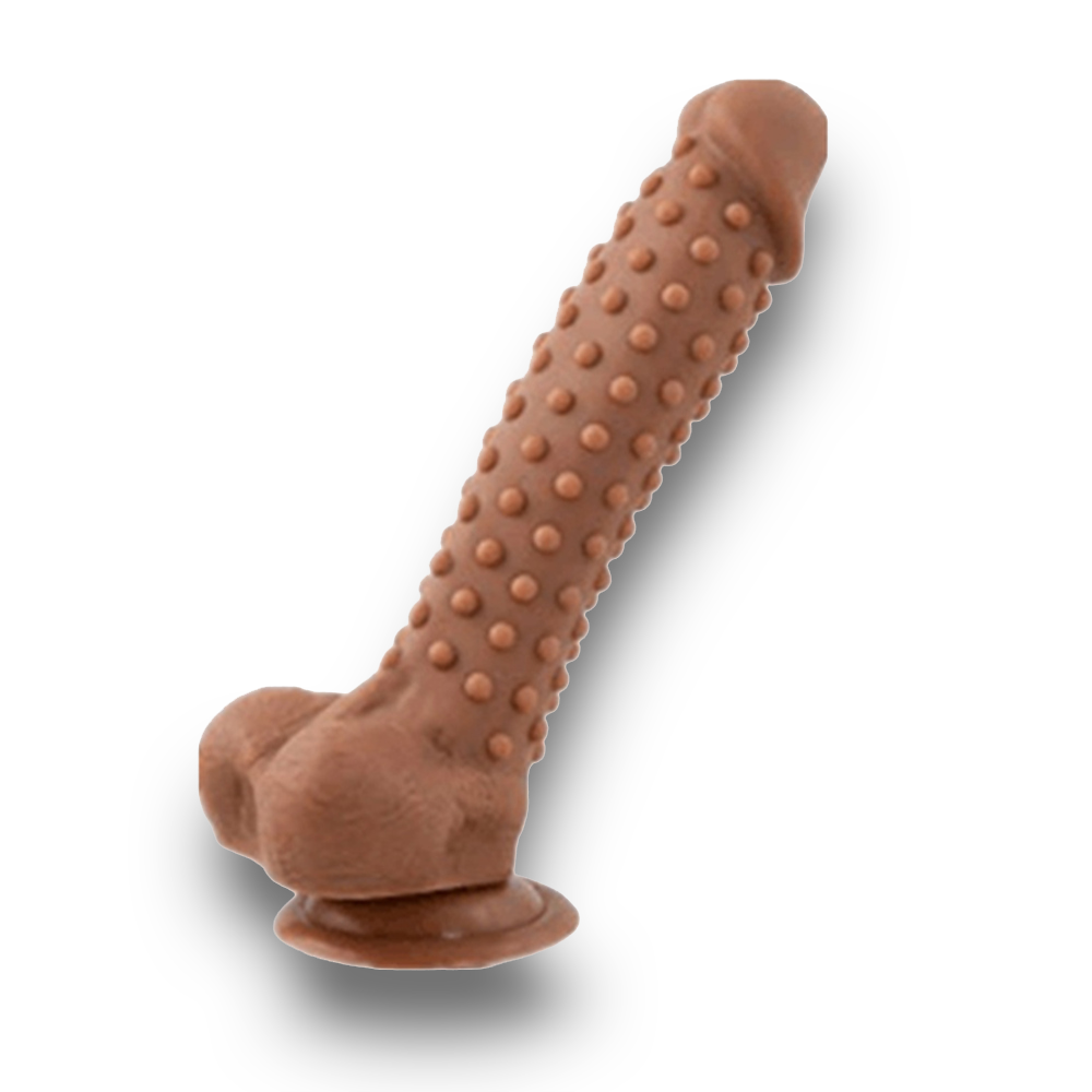 Dotted Silicone Dildo - Tan