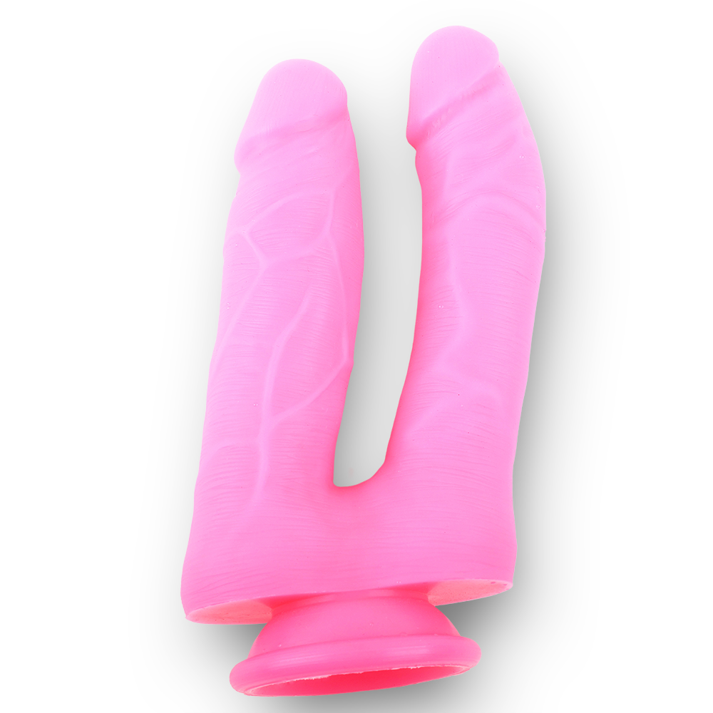 Double Penetration Silicone Dildo - Glowing Pink