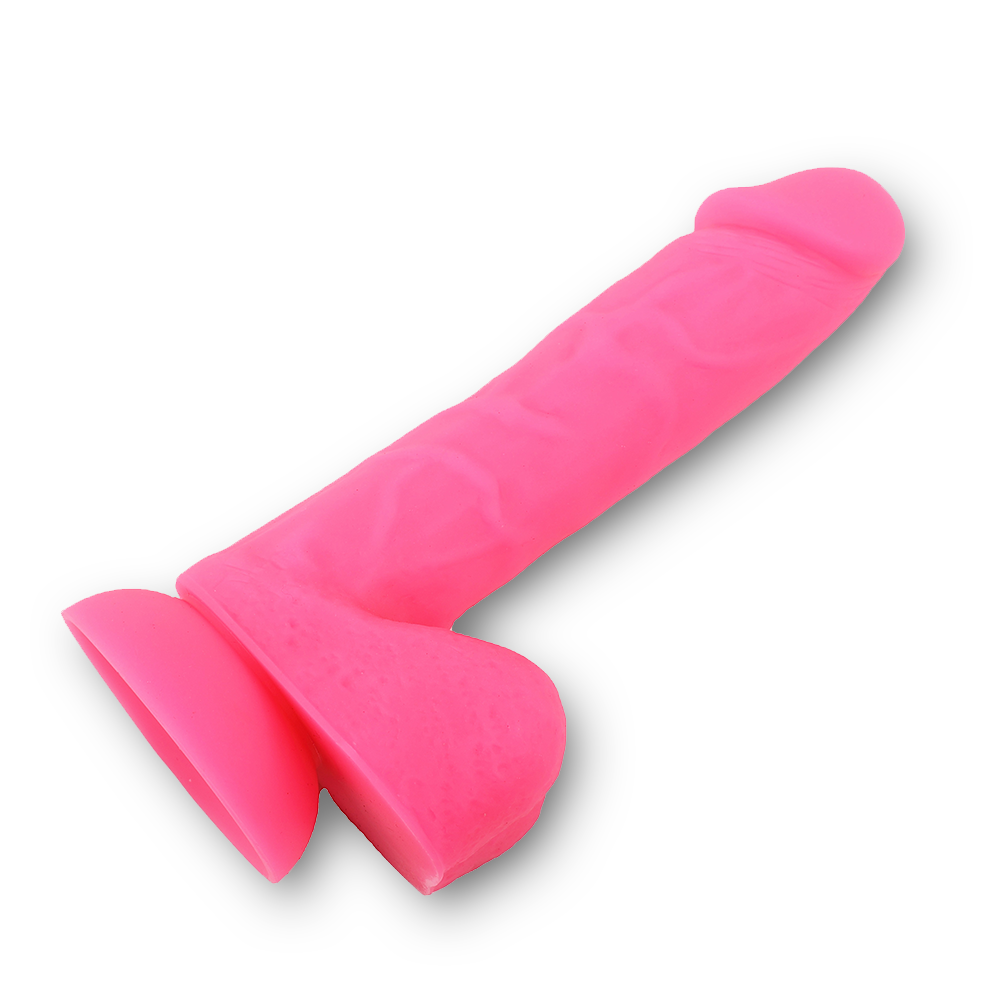 Glow in the Dark Silicone Dildo - Hot Pink