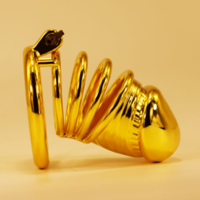 Golden Plated Chastity Cage