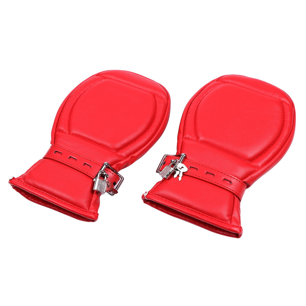 PADDED PUP PAW LOCKABLE MITTS - Red
